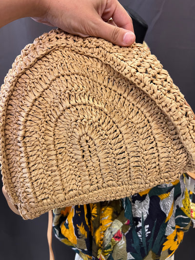 Borsa a tracolla in raffia intrecciata - Stile Boho Chic / Estivo thumbnail