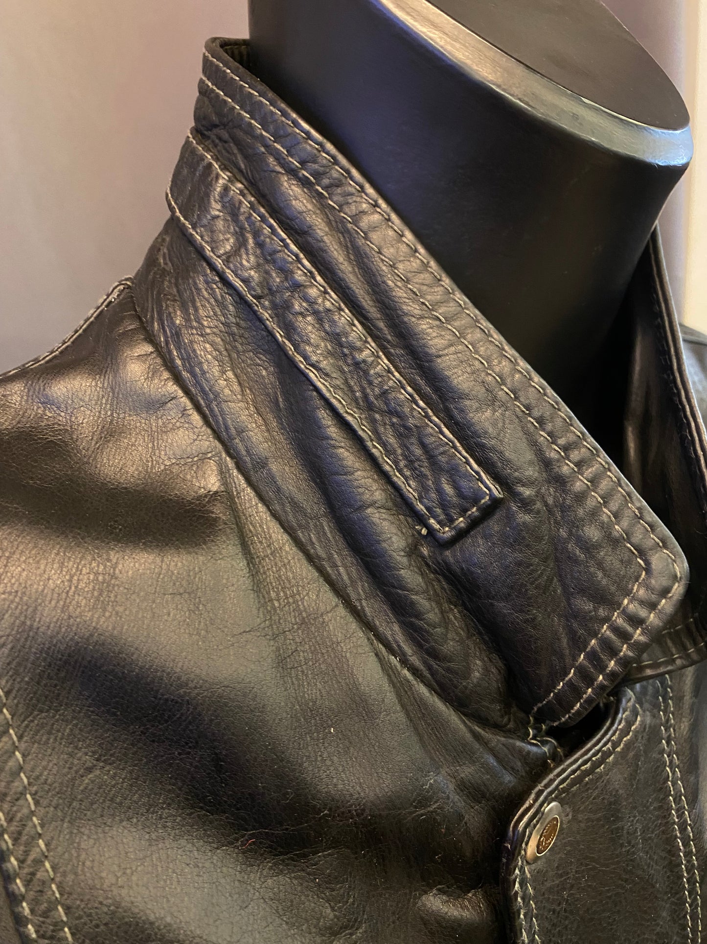 Giacca in pelle vintage stile chiodo (M)