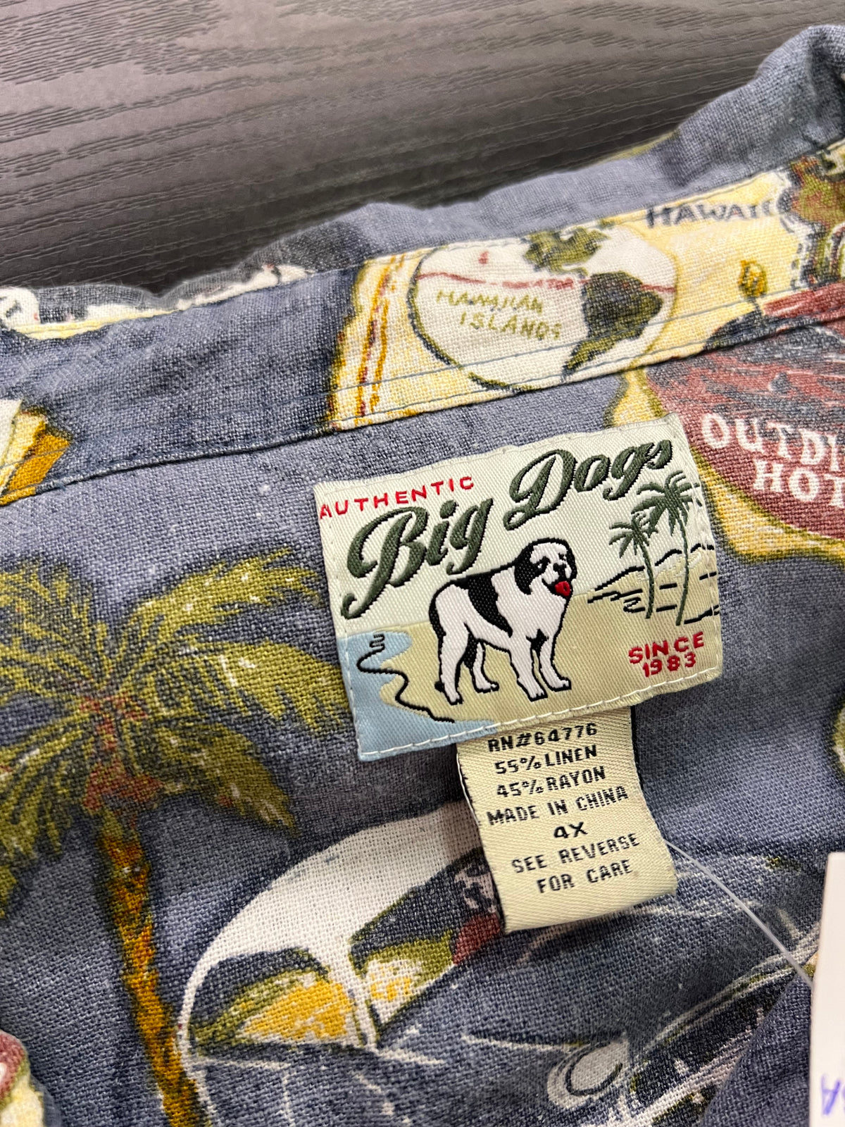 Camicia vintage in lino e viscosa Big Dogs (4XL uomo)