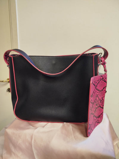 Borsa Mimi Muà nera e fuxia con borsellino pitonato thumbnail