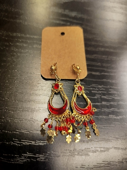 Orecchini pendenti vintage rosso
