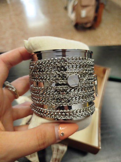 Bracciale Rigido Donna Alviero Martini 1ª Classe – Argento con Catenella, Scatola Originale