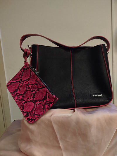 Borsa Mimi Muà nera e fuxia con borsellino pitonato thumbnail