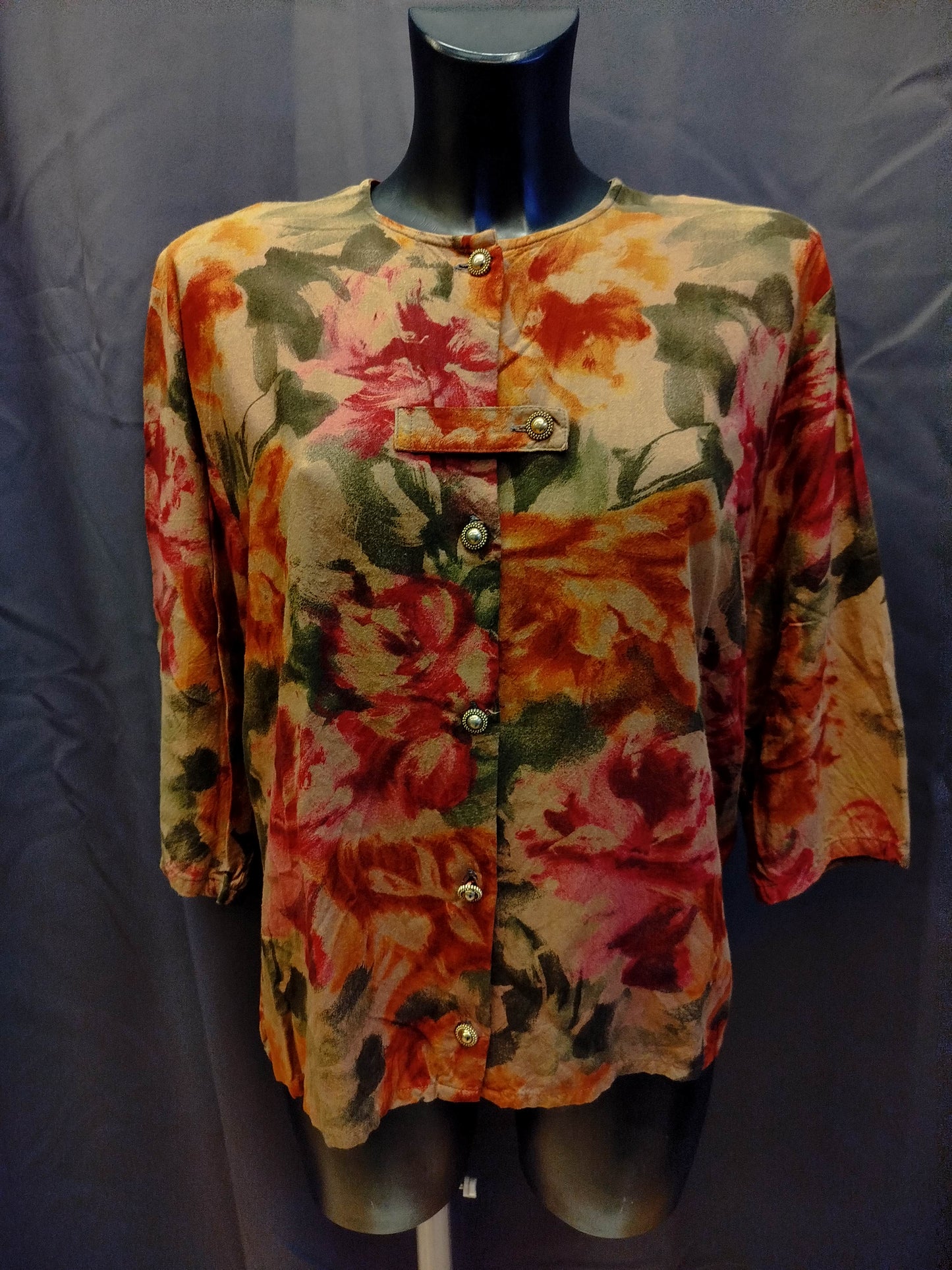 Blusa floreale vintage (XL donna)