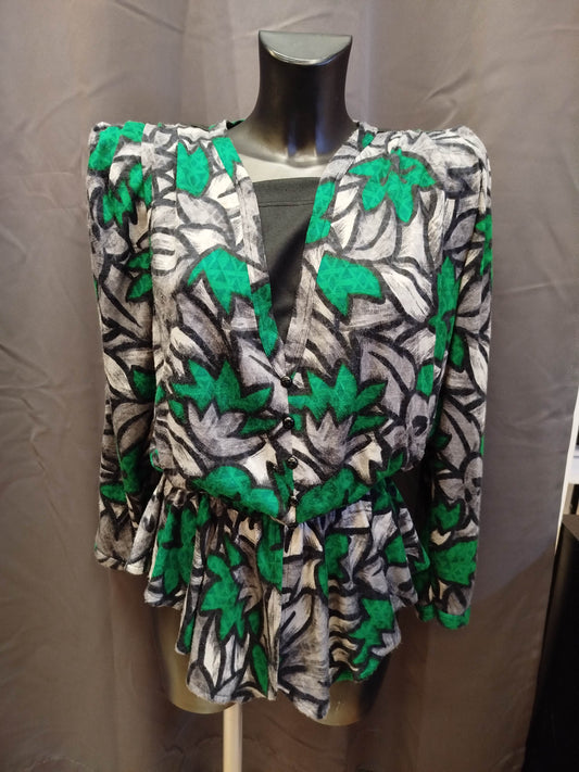 blusa con spalline pronunciate e vita peplum anni 80 ( M donna)