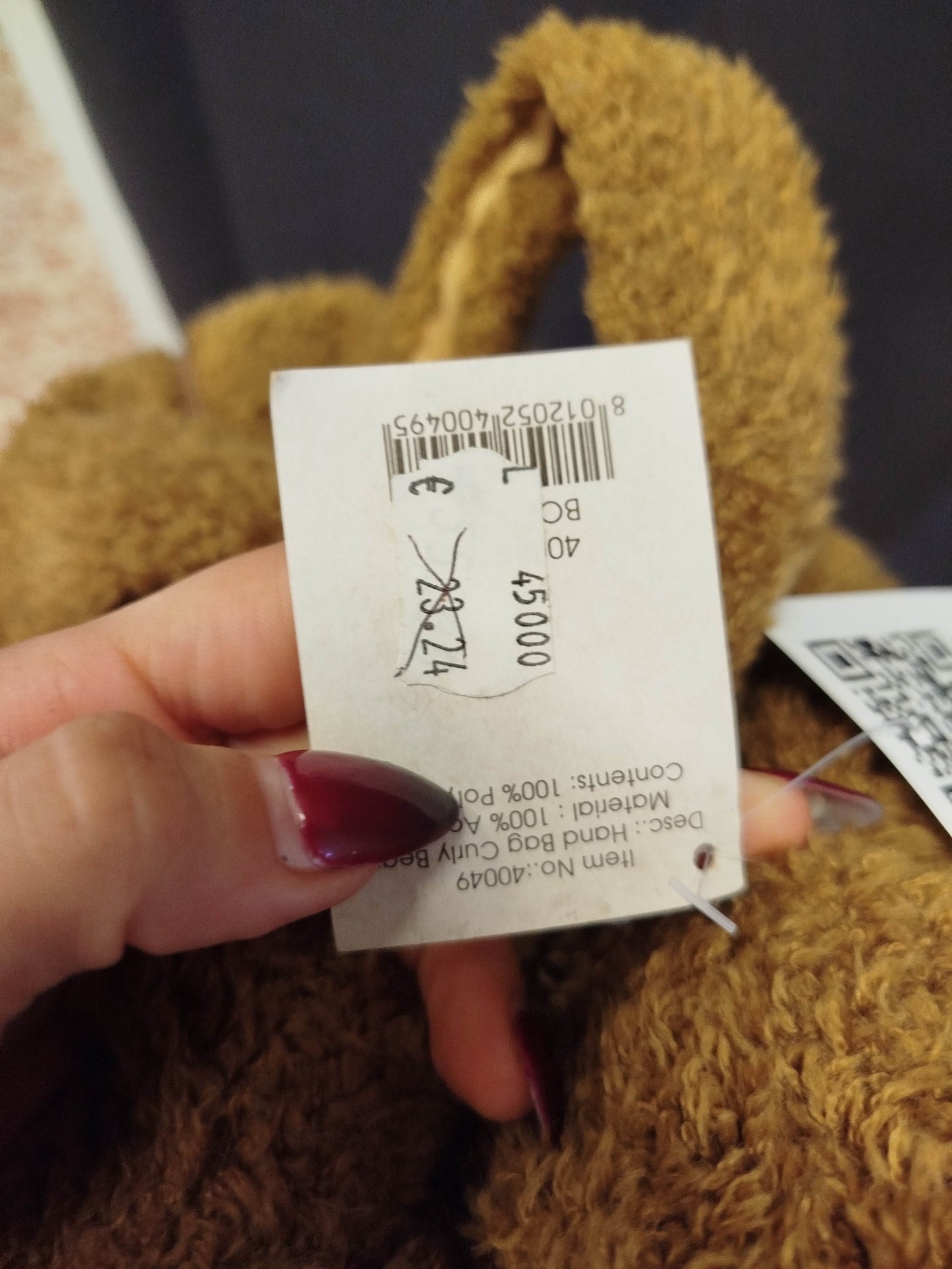 Borsa peluche Camomilla nuova con cartellino