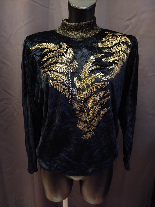 Blusa in velluto nero anni 80 (M donna