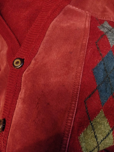 Cardigan Malagrida vintage con dettagli in pelle (L uomo) thumbnail